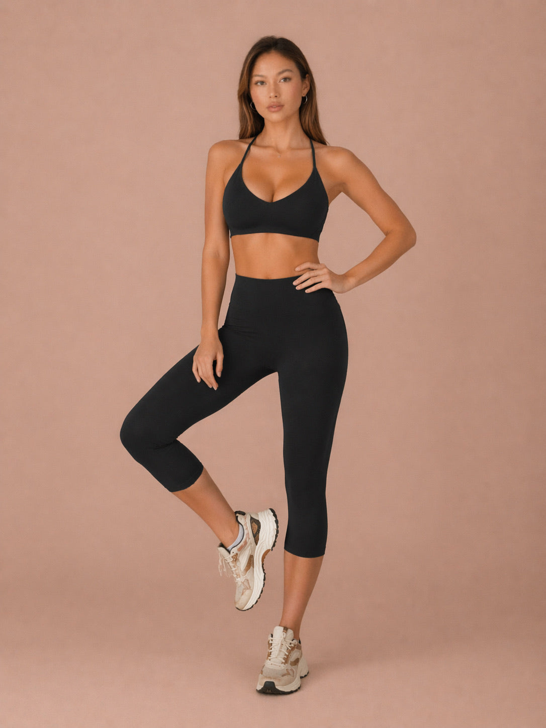 Black Sculpt Halter Sports Bra
