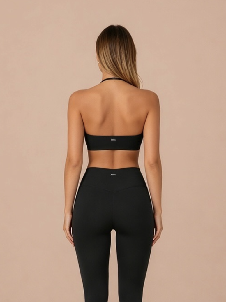 Black Sculpt Halter Sports Bra