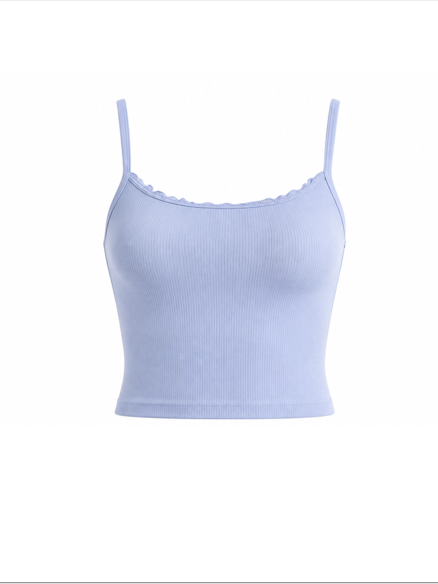 Lace Trim Ribbed Cami